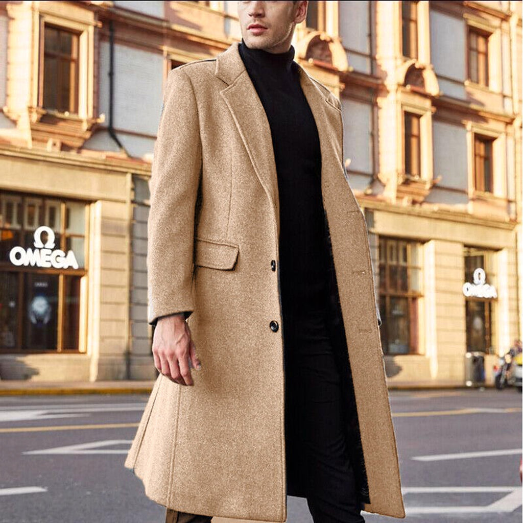 Men's Long Trench Coat Woolen Coat - enhanced image 6