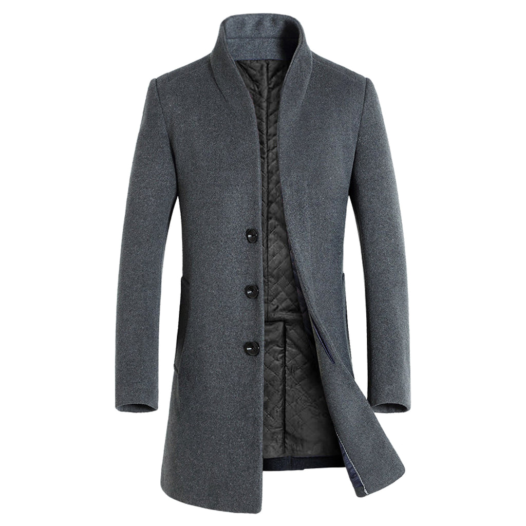 Men's long woolen coat trench coat - enhanced image 6
