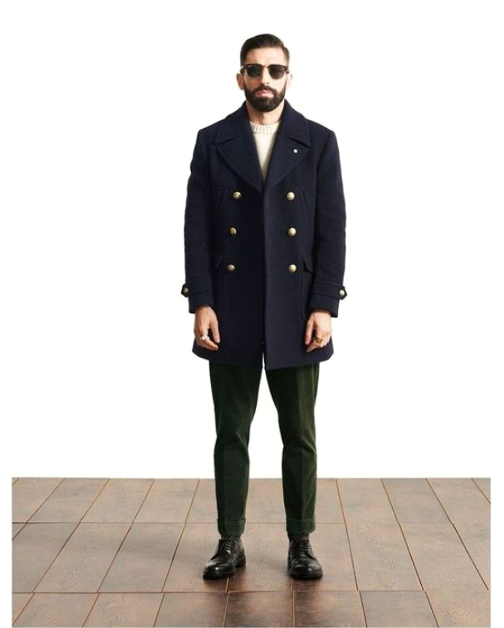 A1. Men's Mid-length Long Sleeve Woolen Coat - enhanced image 6