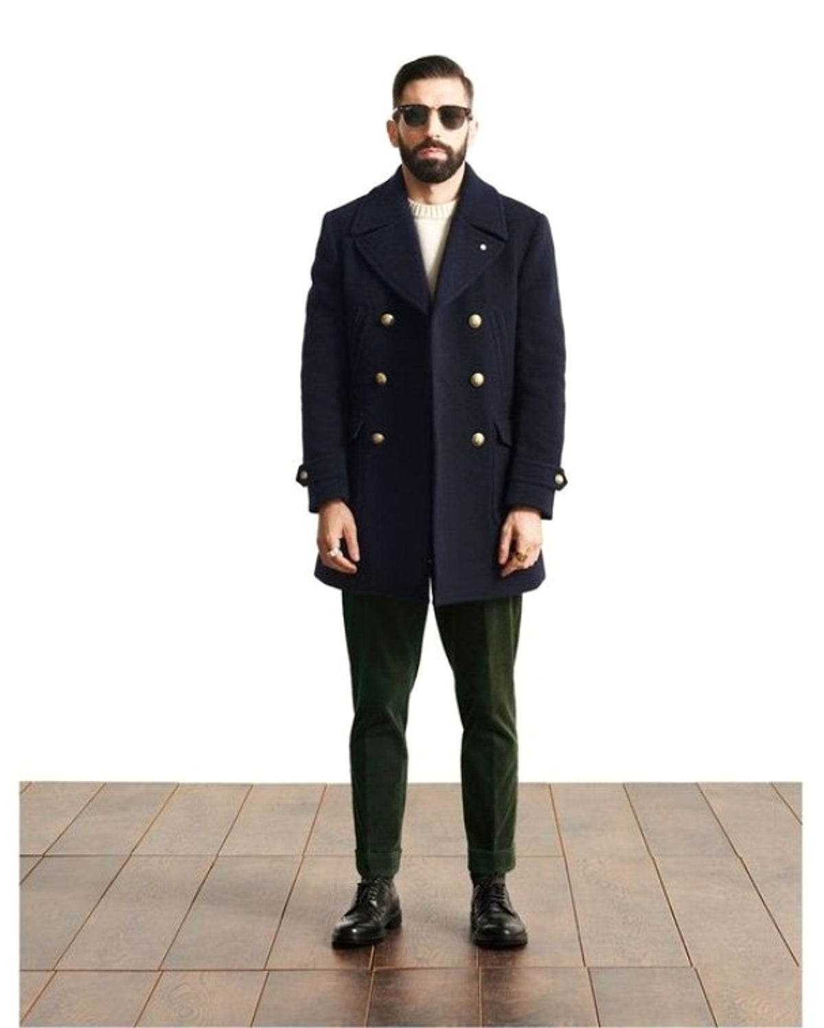 A1. Men's Mid-length Long Sleeve Woolen Coat - enhanced image 6