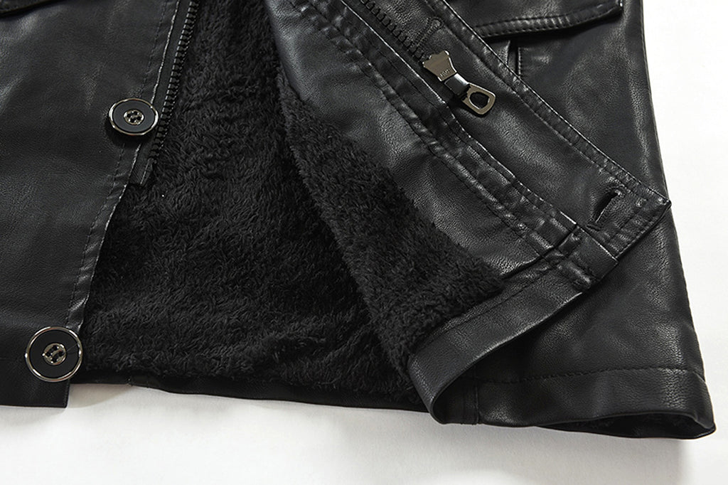 Men's Mid-length Stand-up Collar Slim Large Size Leather Trench Coat - enhanced image 6