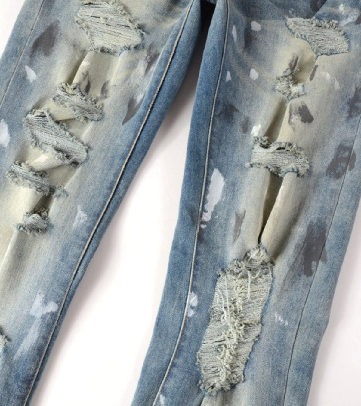 Men's Patch Slimming And Perforated Jeans - enhanced image 6