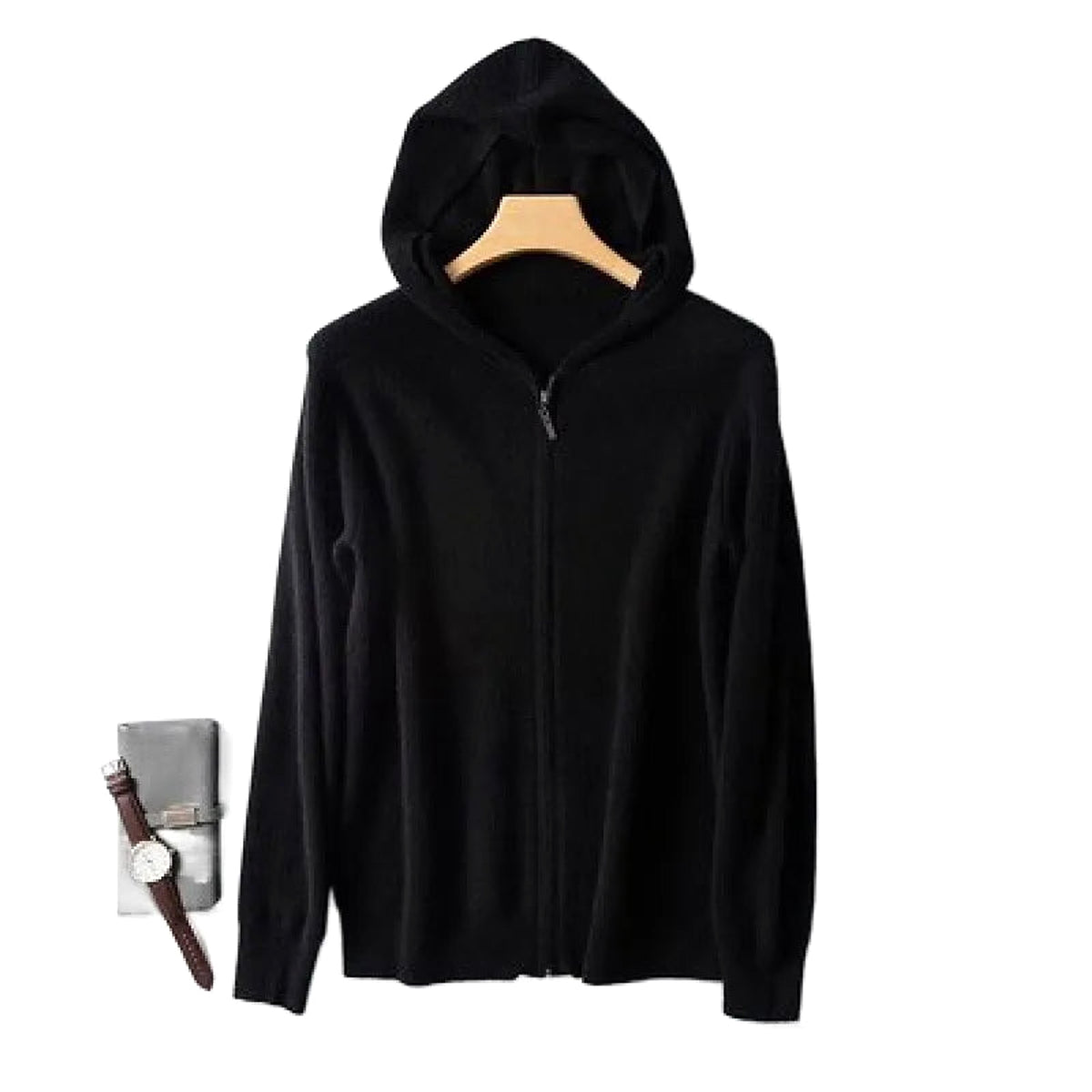 Men's Plus Size Zip-Up Hooded Knit Cardigan - enhanced image 6