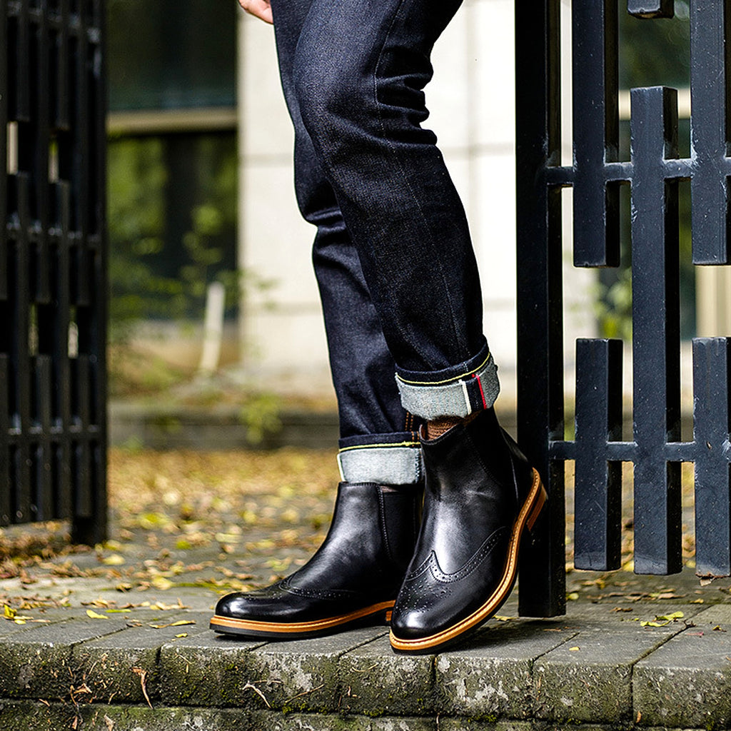 Men's Shoes High-top Sleeve Men's Leather Boots Cowhide British Retro - enhanced image 6