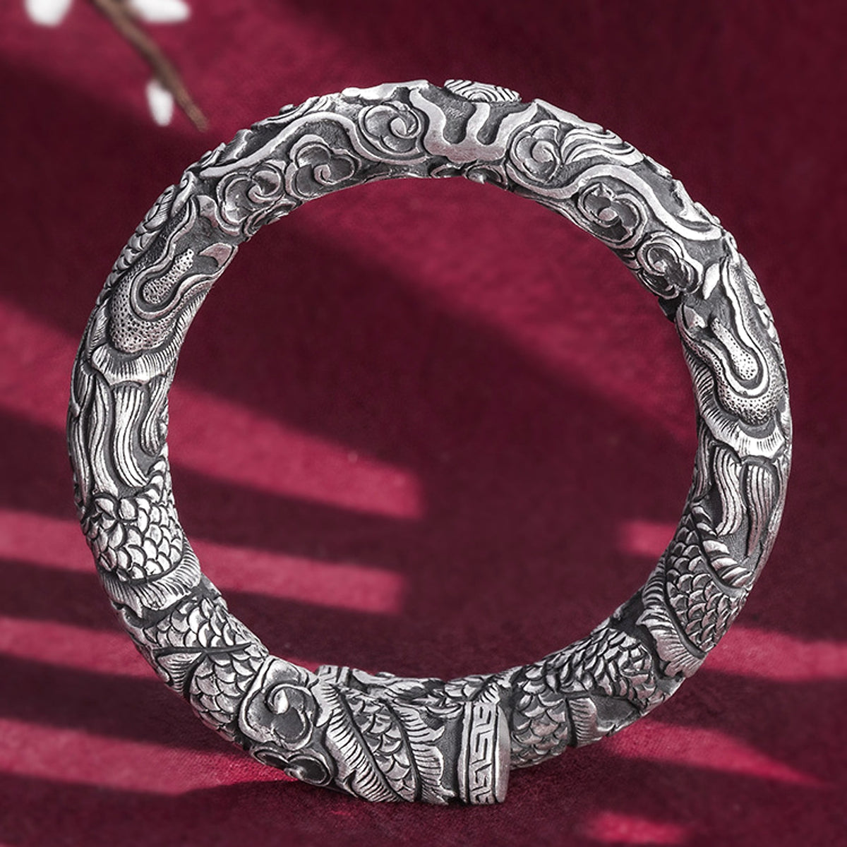 Men's Silver Double Head Bead Playing Bracelet - enhanced image 6