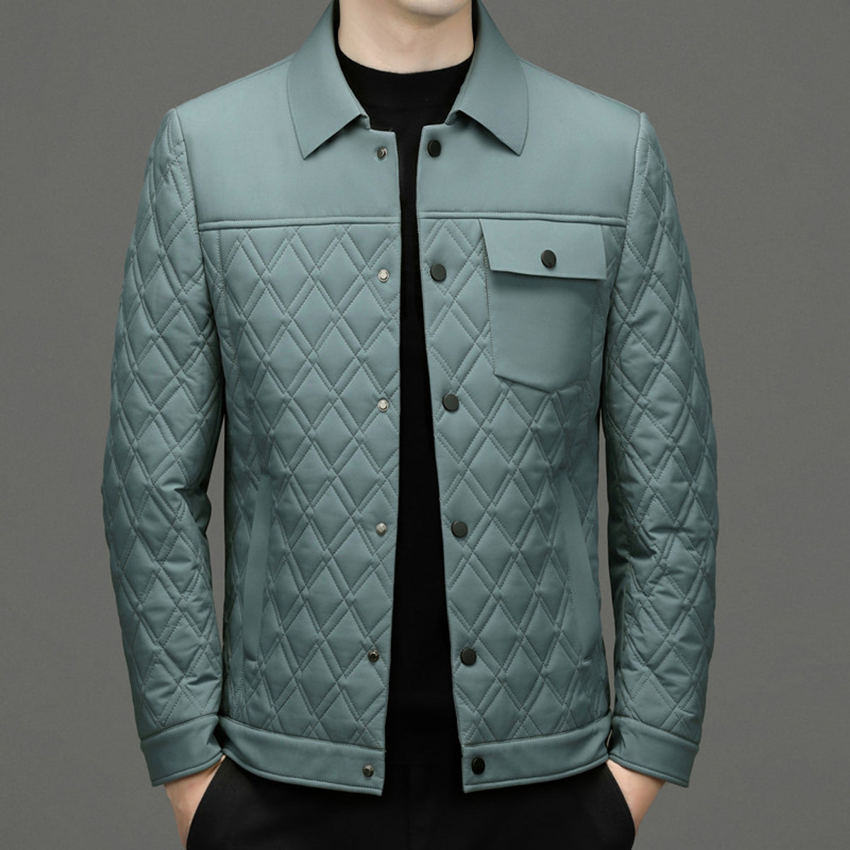 Men's Simple Casual Cotton-padded Jacket With Mulberry Silk - enhanced image 6
