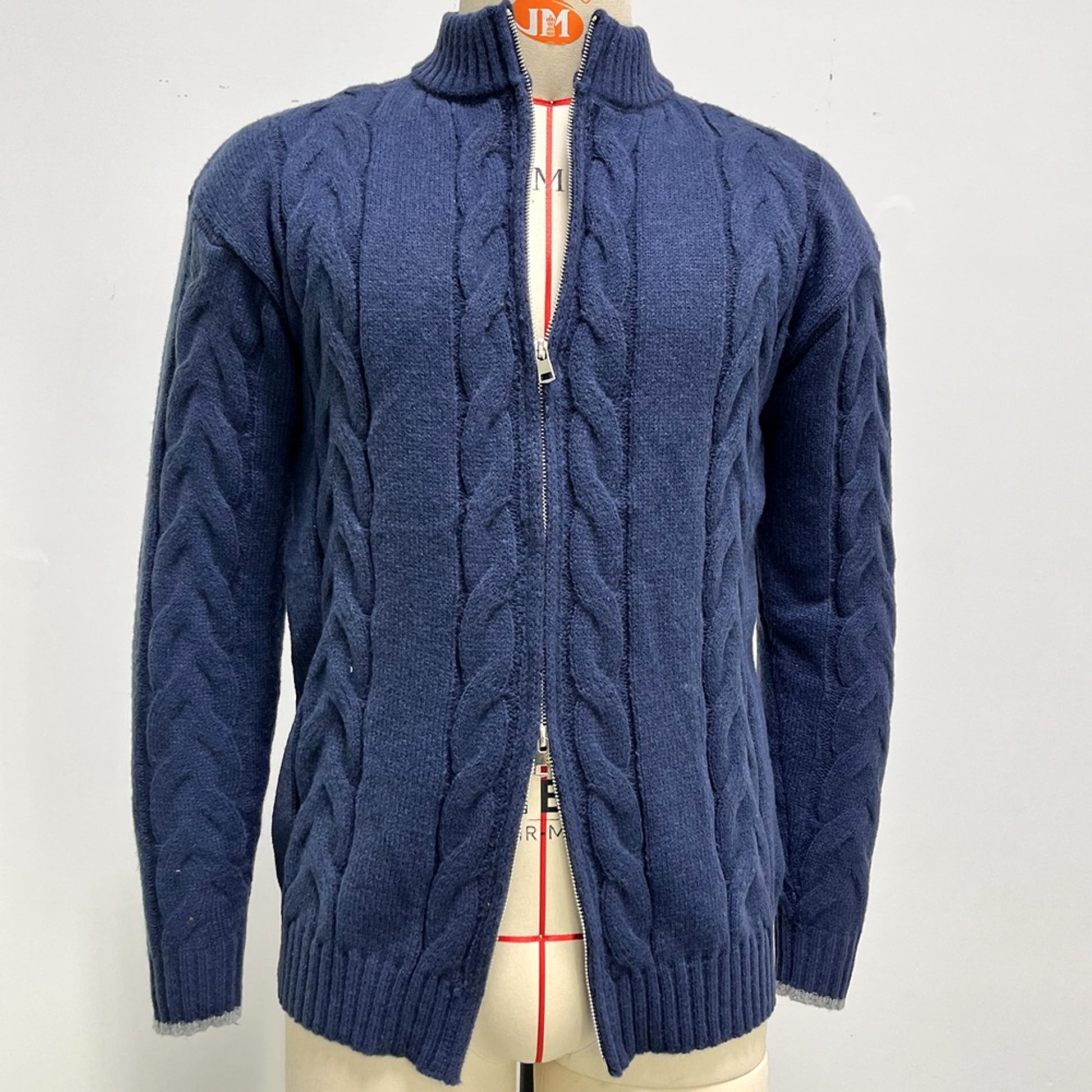 A.1 Men's Solid Color Zipper Knitted Jacket - enhanced image 6