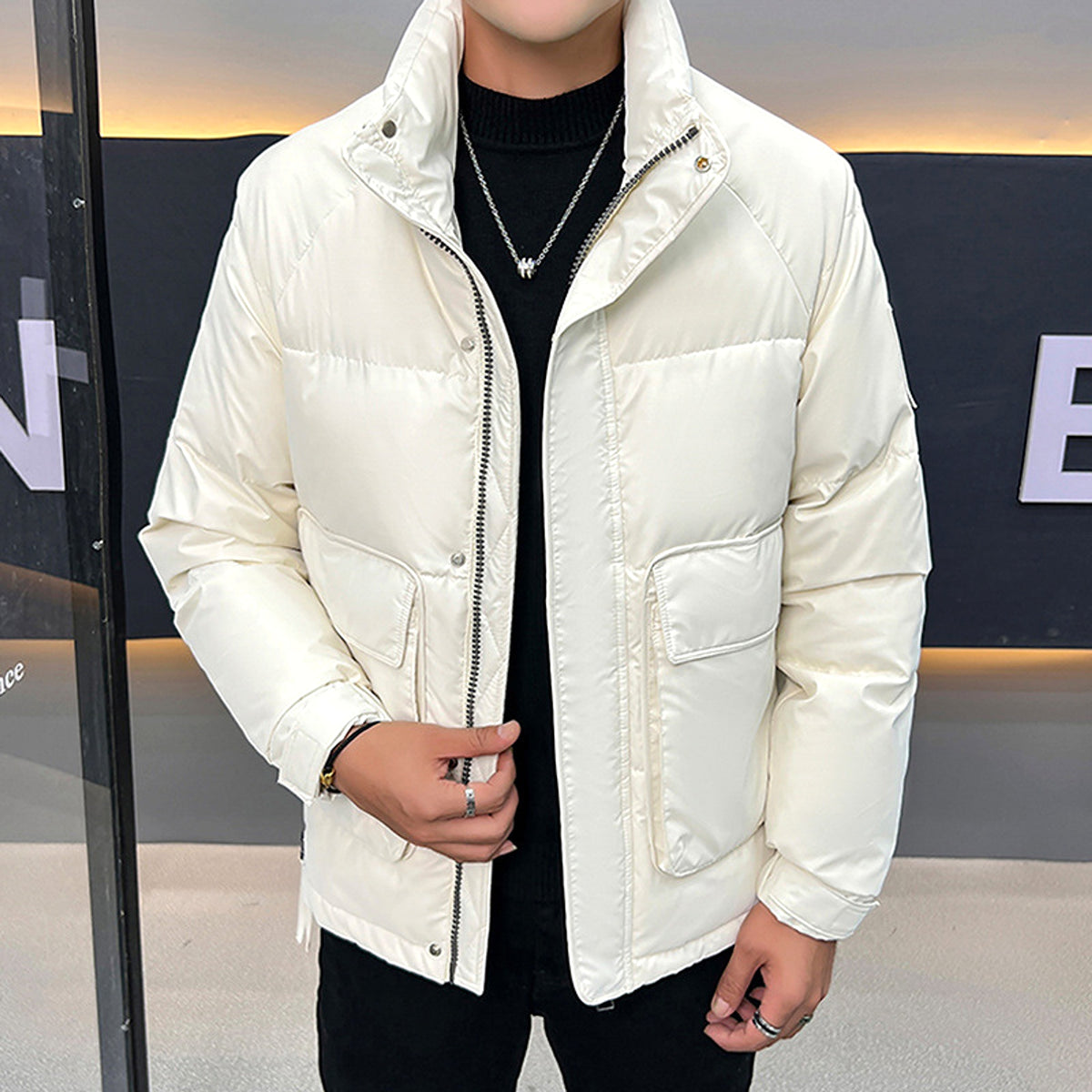 Men's Stand-up Collar Down Jacket Coat - enhanced image 6