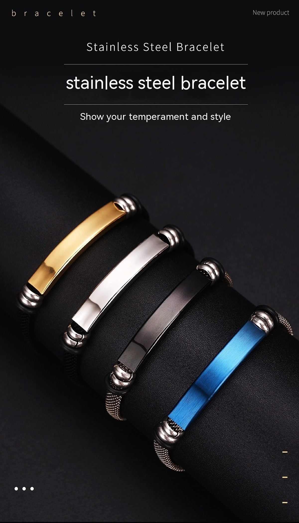 Men's Vintage Stainless Steel Bracelet - enhanced image 6