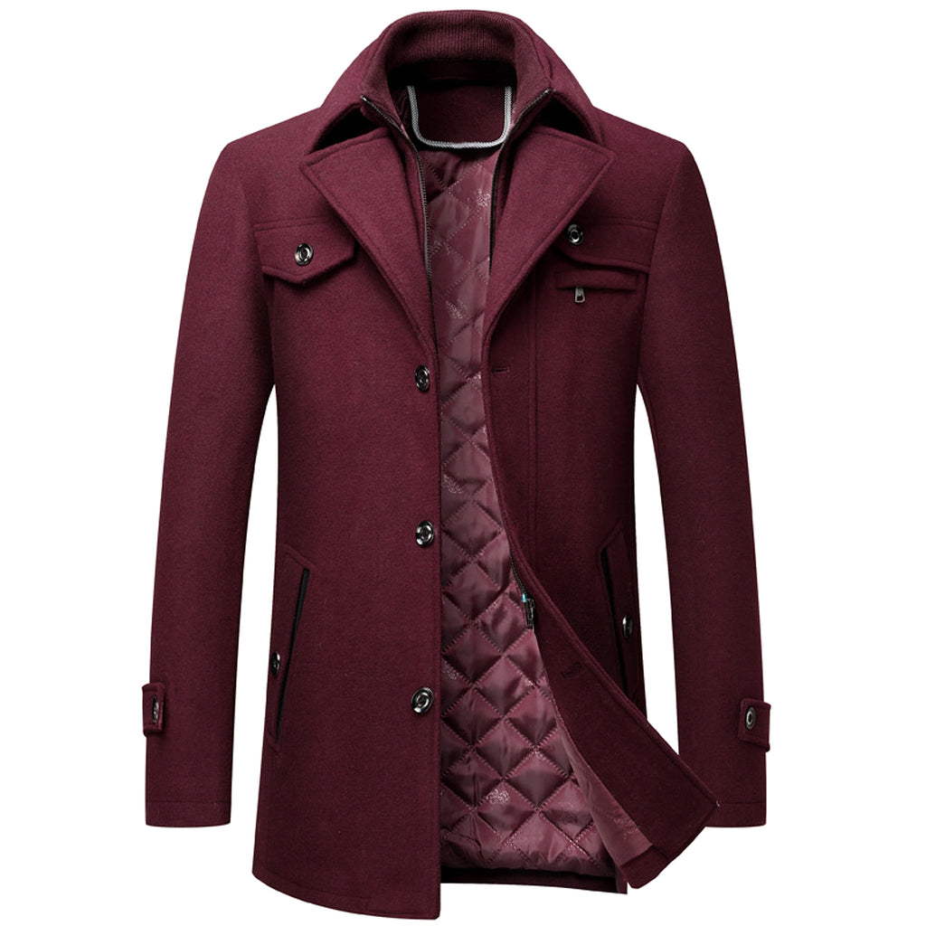 Men's Wool Woolen Thickened Overcoat Jacket - enhanced image 6