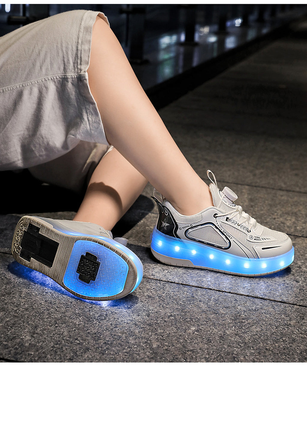 Mesh Double Wheel Heelys Children's Luminous Charging Roller Skating Deformation Skate Shoes - enhanced image 6