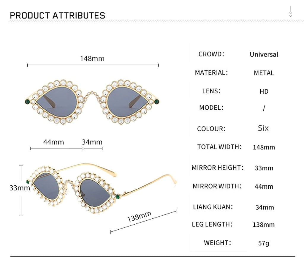 Z. Metal Small Frame Diamond Sun Glasses Accessories - enhanced image 6