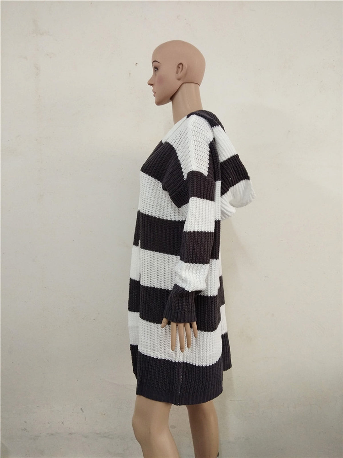 Mid-color Hooded Mid-length Cardigan Jacket Women Sweater - enhanced image 6