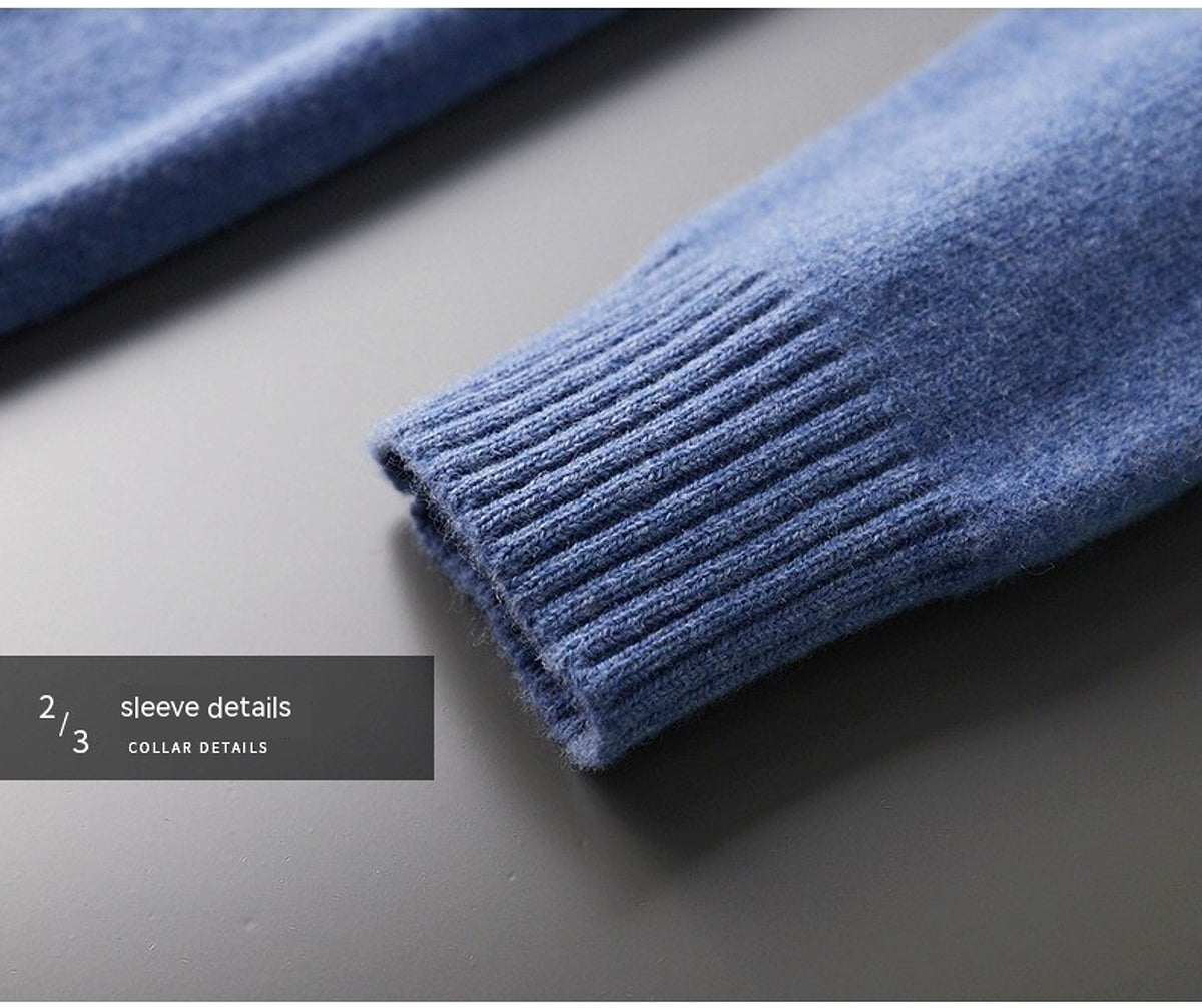 Mock Neck Sweater Men's Pure Wool - enhanced image 6