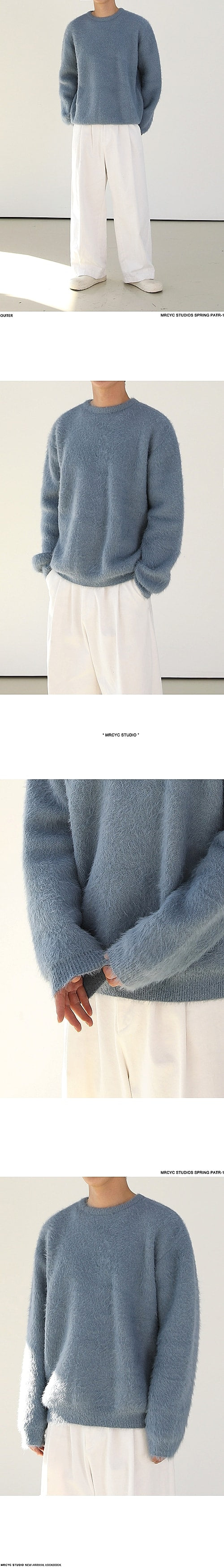 Mohair Solid Color Men's Sweater Winter Thick Round Neck - enhanced image 6