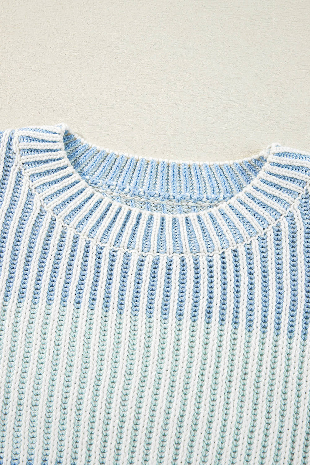 Multicolour Colorblock Textured Knit Bubble Sleeve Sweater - enhanced image 6