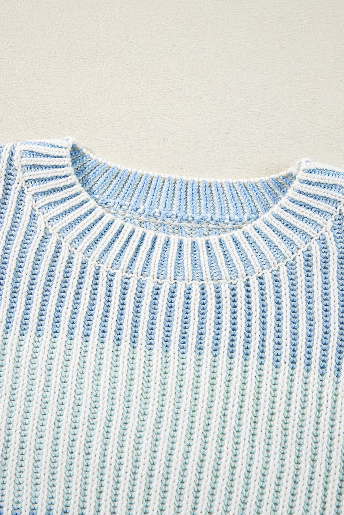 Multicolour Colorblock Textured Knit Bubble Sleeve Sweater - enhanced image 6