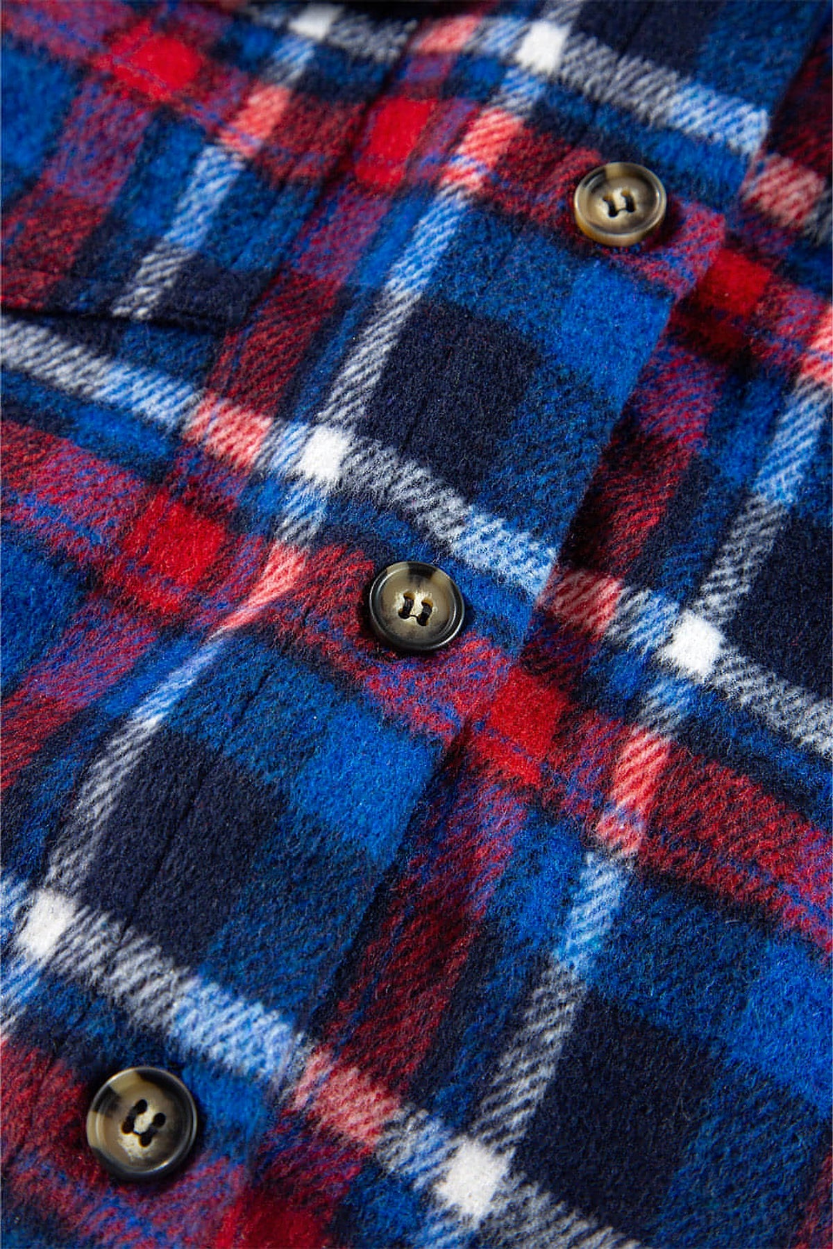Navy Blue Plaid Flap Pocket Button Up Shacket - enhanced image 6
