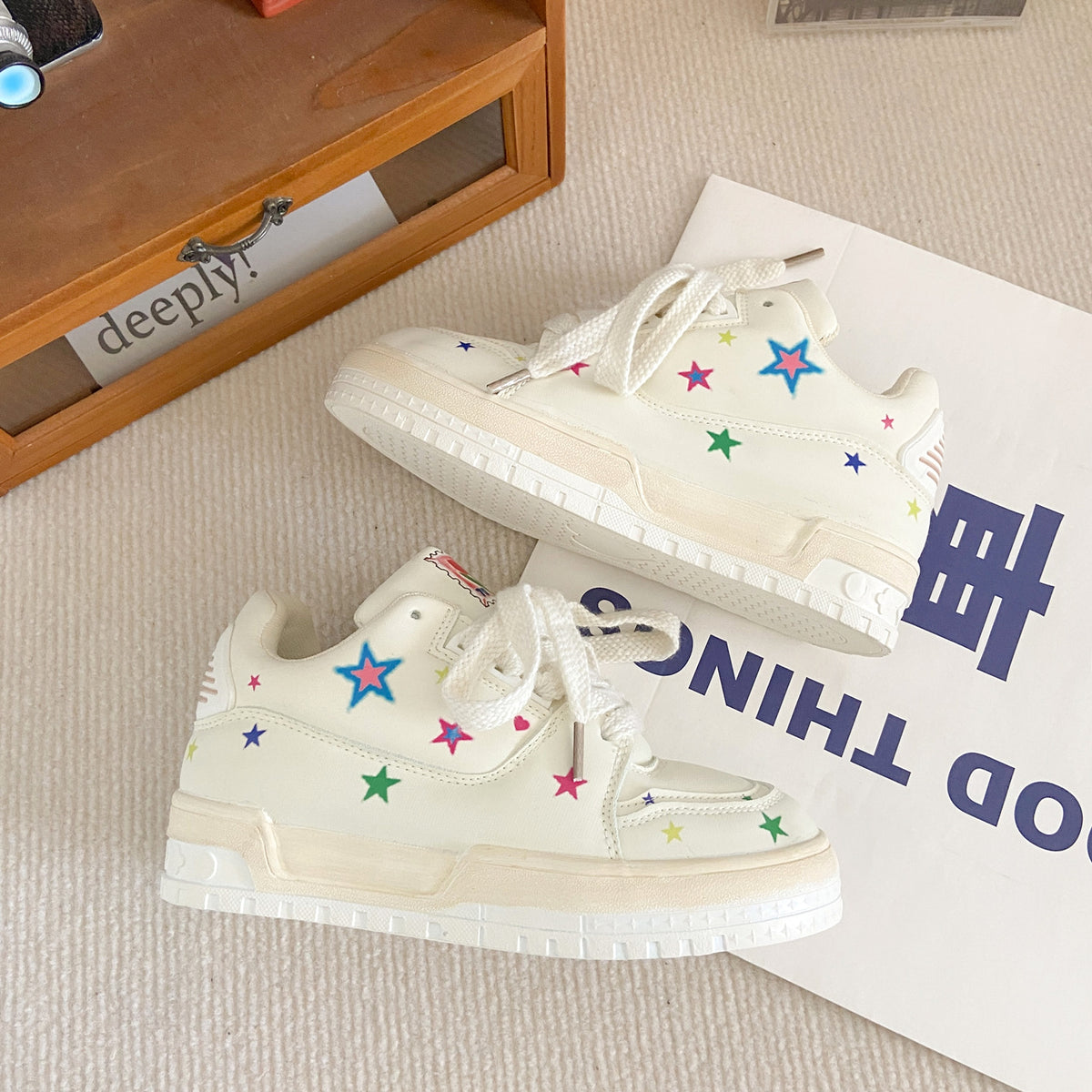 New Leather Flat Platform Sneakers - enhanced image 6