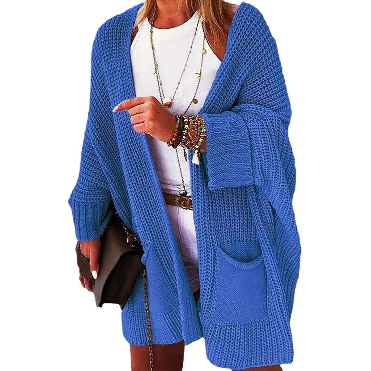 New Solid Color Loose Knitted Sweater Mid-length Coat - enhanced image 6