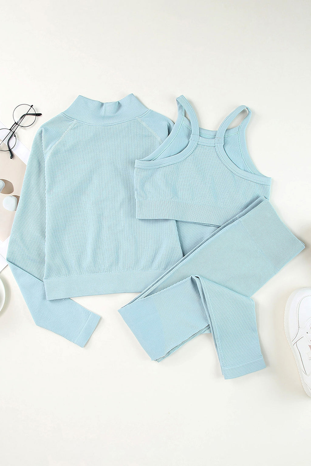 New Solid Color Sleeveless Sports Suit Women Leggings - enhanced image 6
