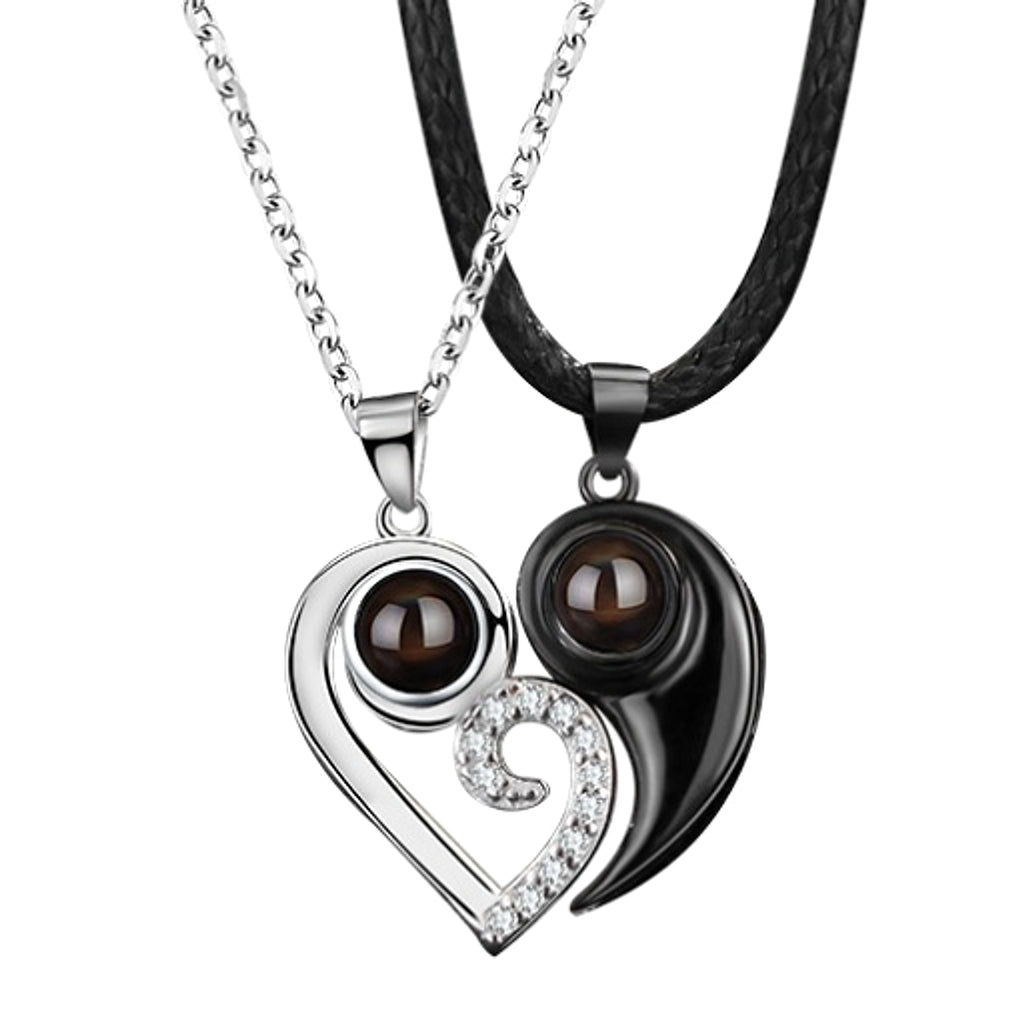 ❤️ Couples Diamond Heart Necklace – Forever Starts Here - enhanced image 6