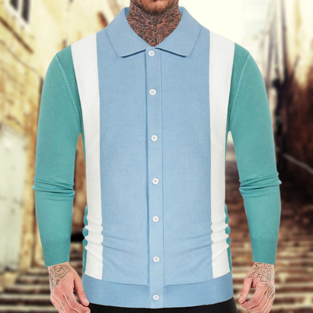 Patchwork Contrast Color Business Casual Polo (T-Shirt) - enhanced image 6
