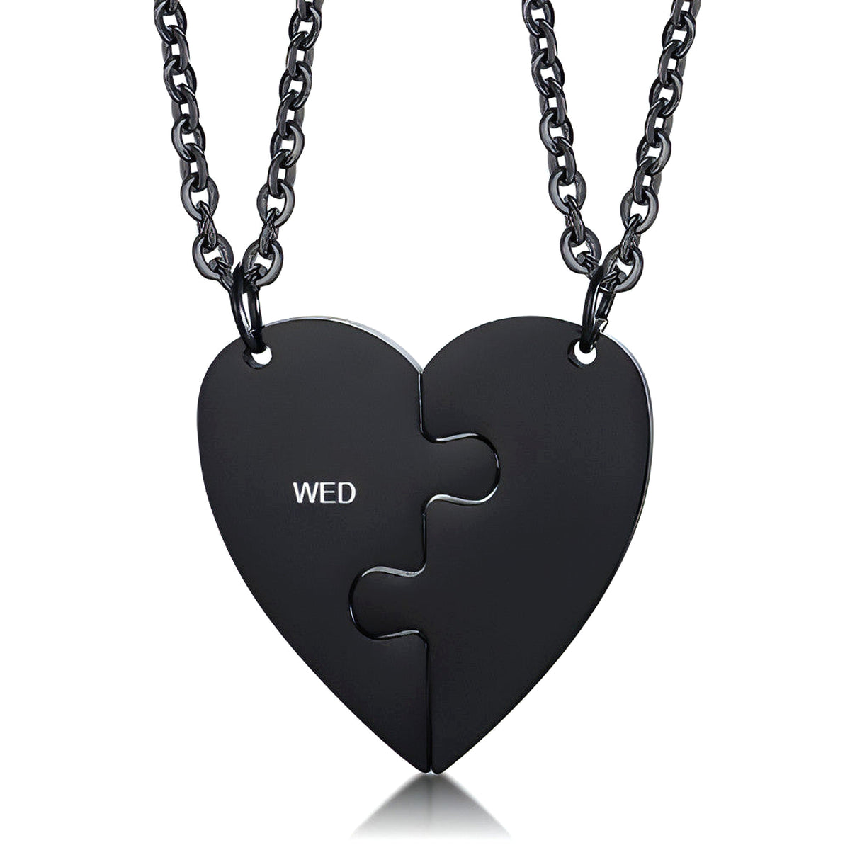 Custom Engraved Heart Puzzle Necklace – Stay Connected, Always! - enhanced image 6