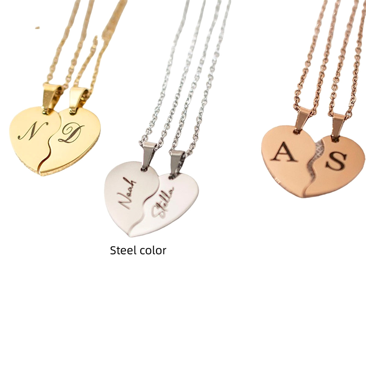 Personalized Stainless Steel Heart-shaped Necklace - enhanced image 6