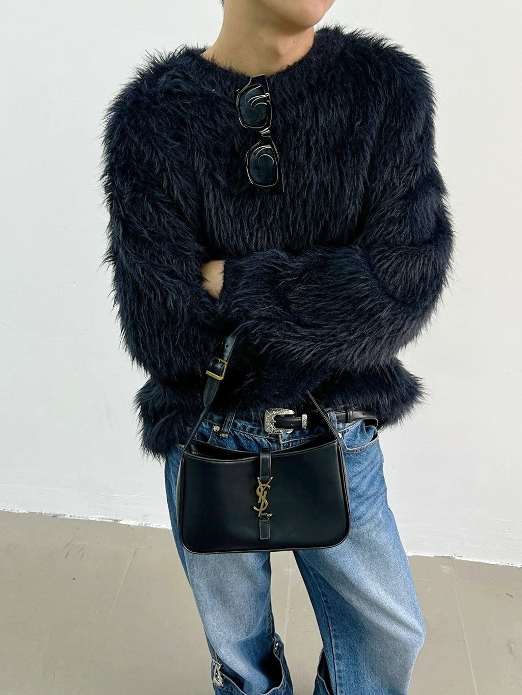 Pure Color All-matching Round Neck Pullover Thickened Mink Sweater Men - enhanced image 6