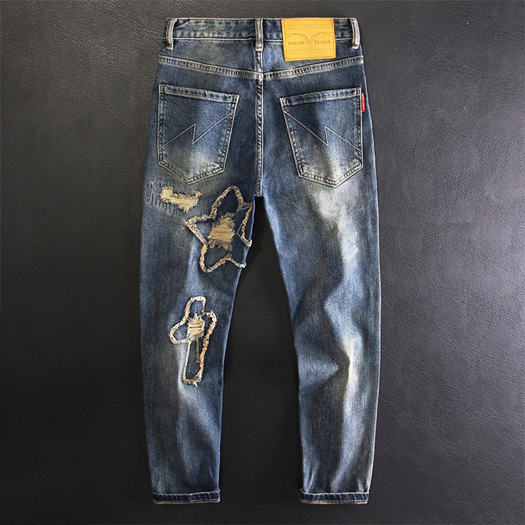 Retro Fashion And Personalized Ripped Jeans For Men - enhanced image 6