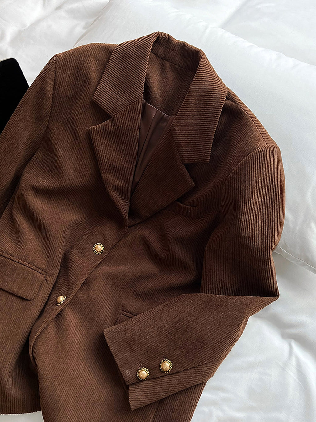 Retro Heavy Industry Metal Buckle Corduroy Suit Jacket - enhanced image 6