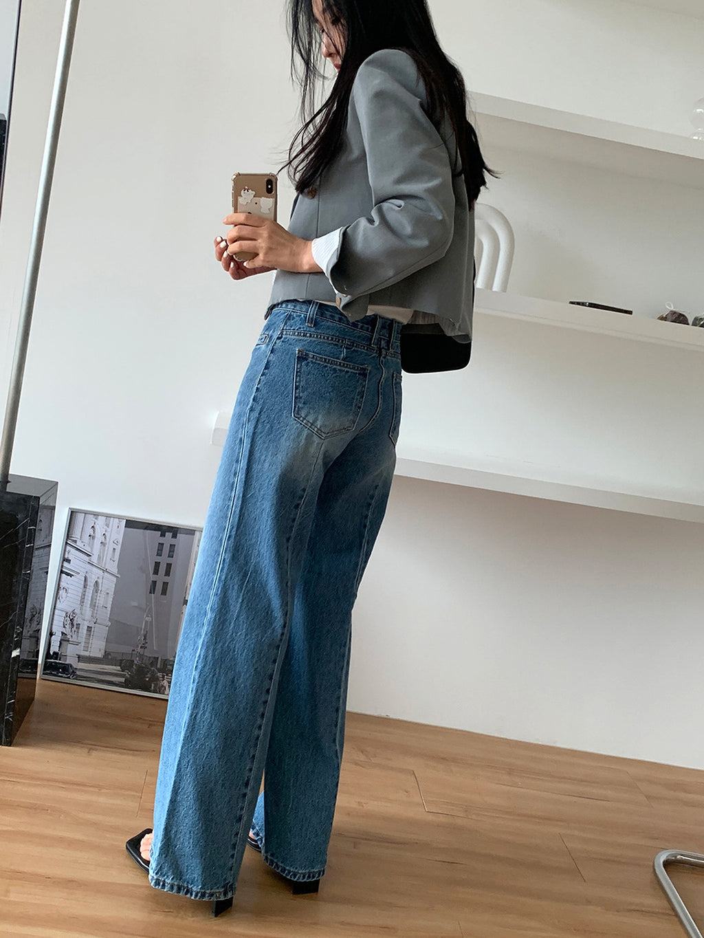 Retro High Waist Slimming Jeans Women - enhanced image 6