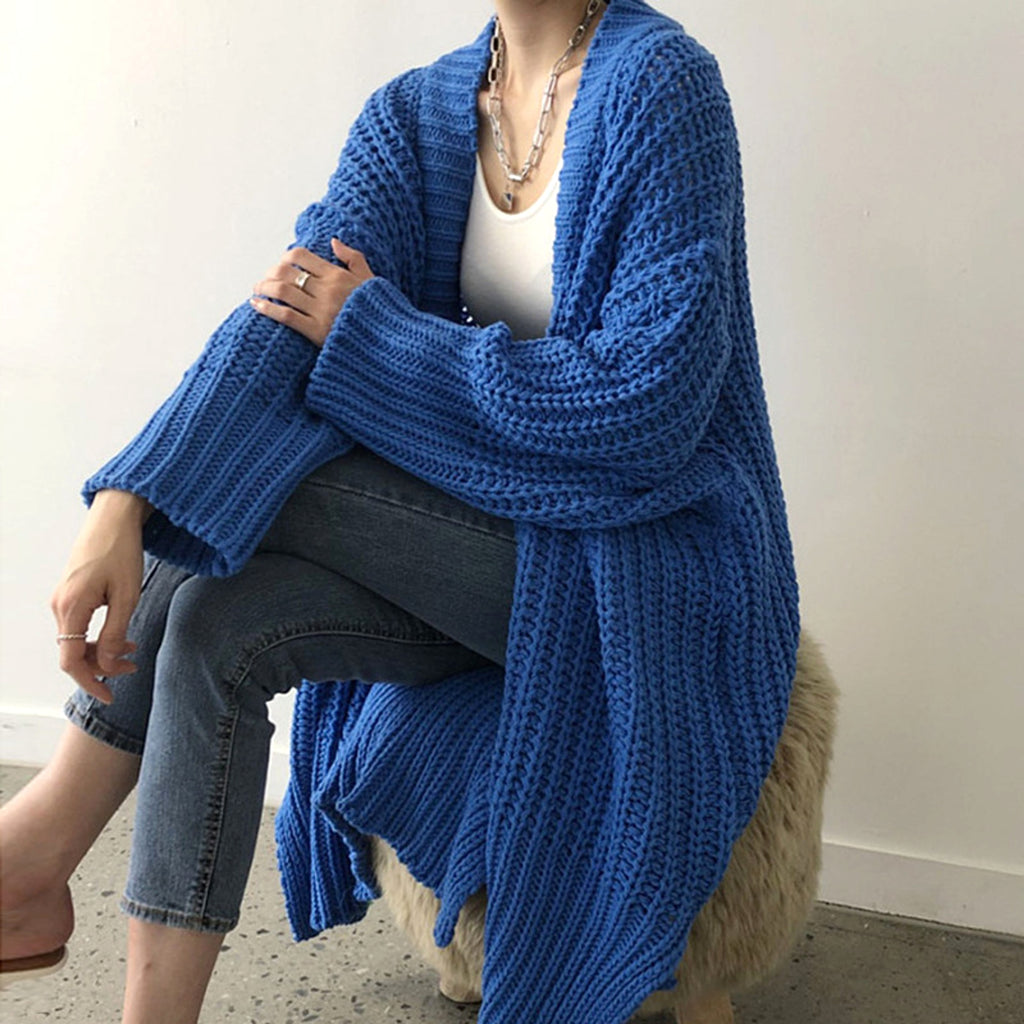 Retro Lazy Coat Loose Mid-length Sweater Jacket Women - enhanced image 6