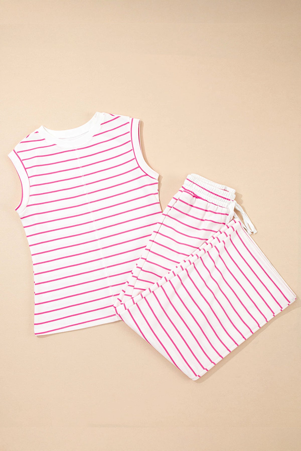 Rose Stripe Casual Wide Leg 2pcs Pants Set - enhanced image 6