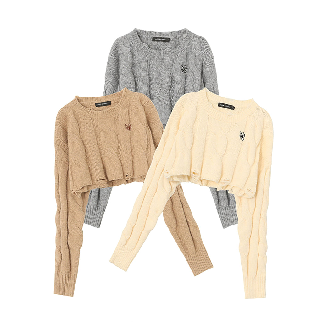 Short Long Sleeve Lazy Wind Pullover Knit Sweater Spice Girl Crew Neck Top Women - enhanced image 6