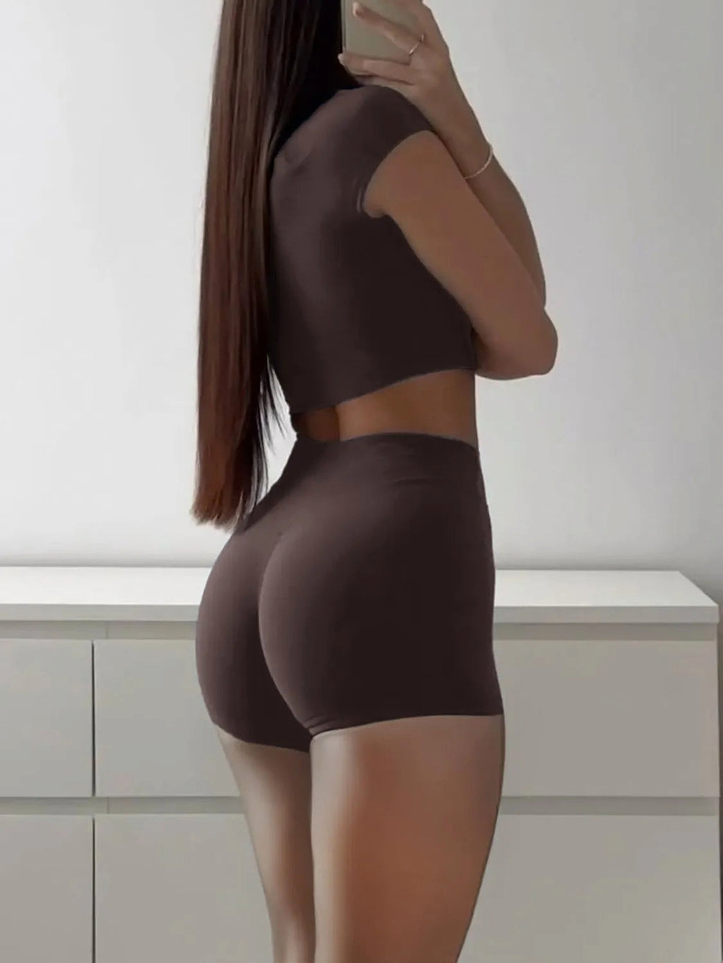Short Sleeve Crop Top and Shorts Set - enhanced image 6