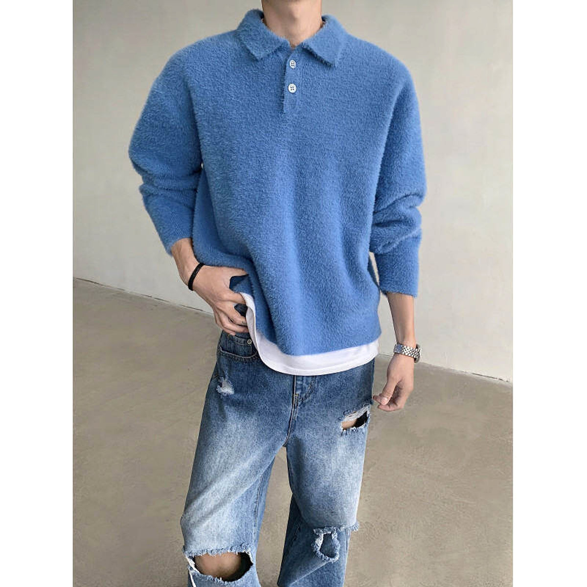 Skin-friendly Mohair Pullover Sweater - enhanced image 6
