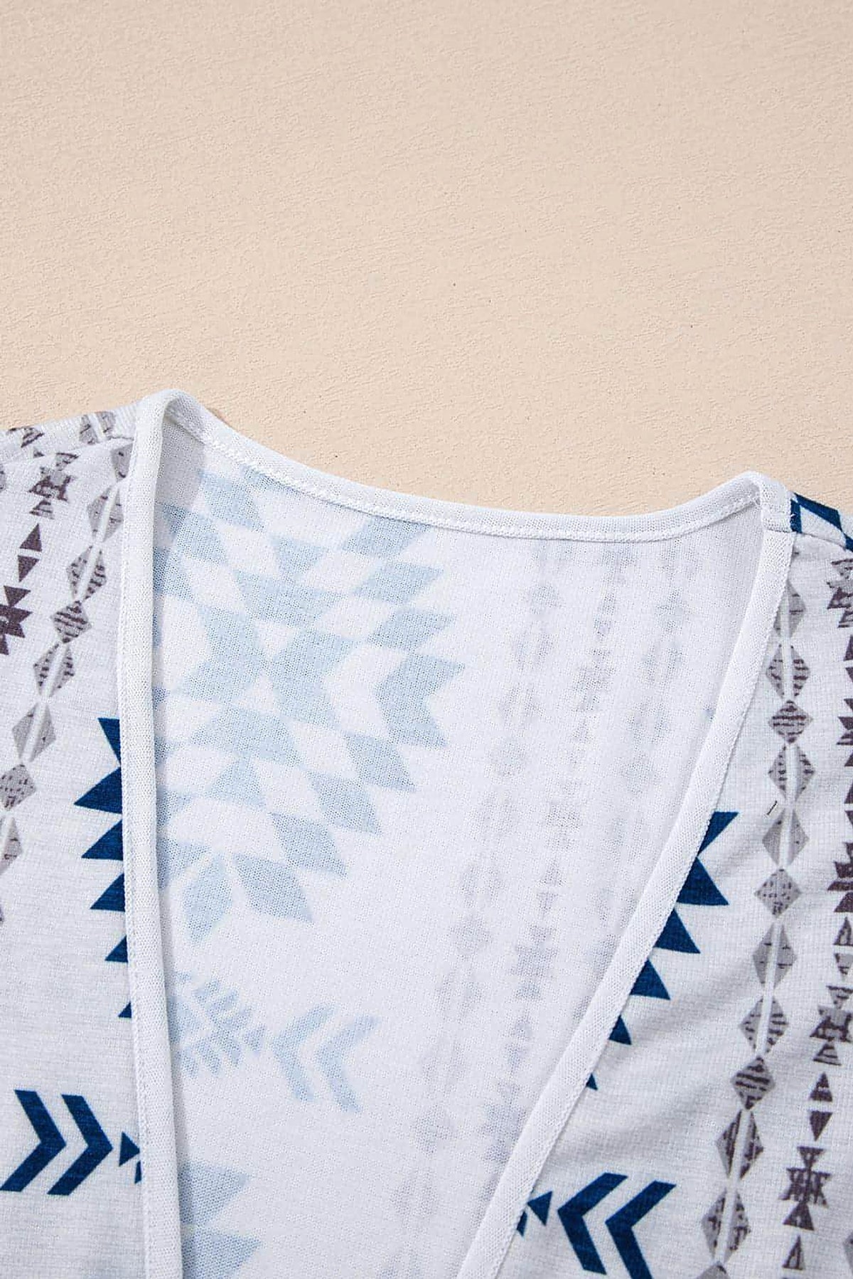 Sky Blue Western Aztec Printed Open Front Long Cardigan - enhanced image 6