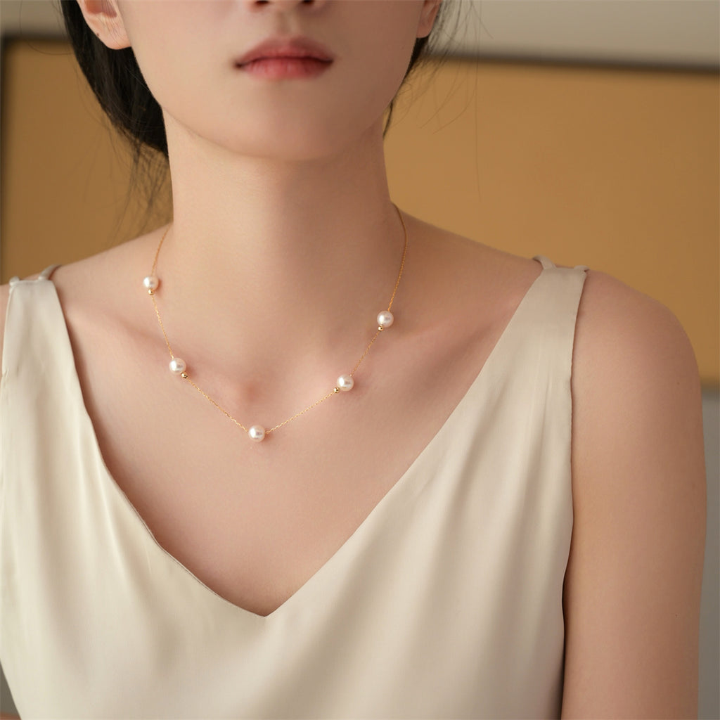 Radiant Pearl 18K Gold Adjustable Necklace - enhanced image 6