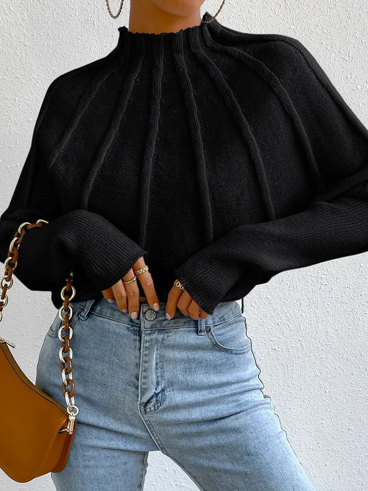 Solid Color Loose Spider Mesh Casual Short Sweater Women - enhanced image 6