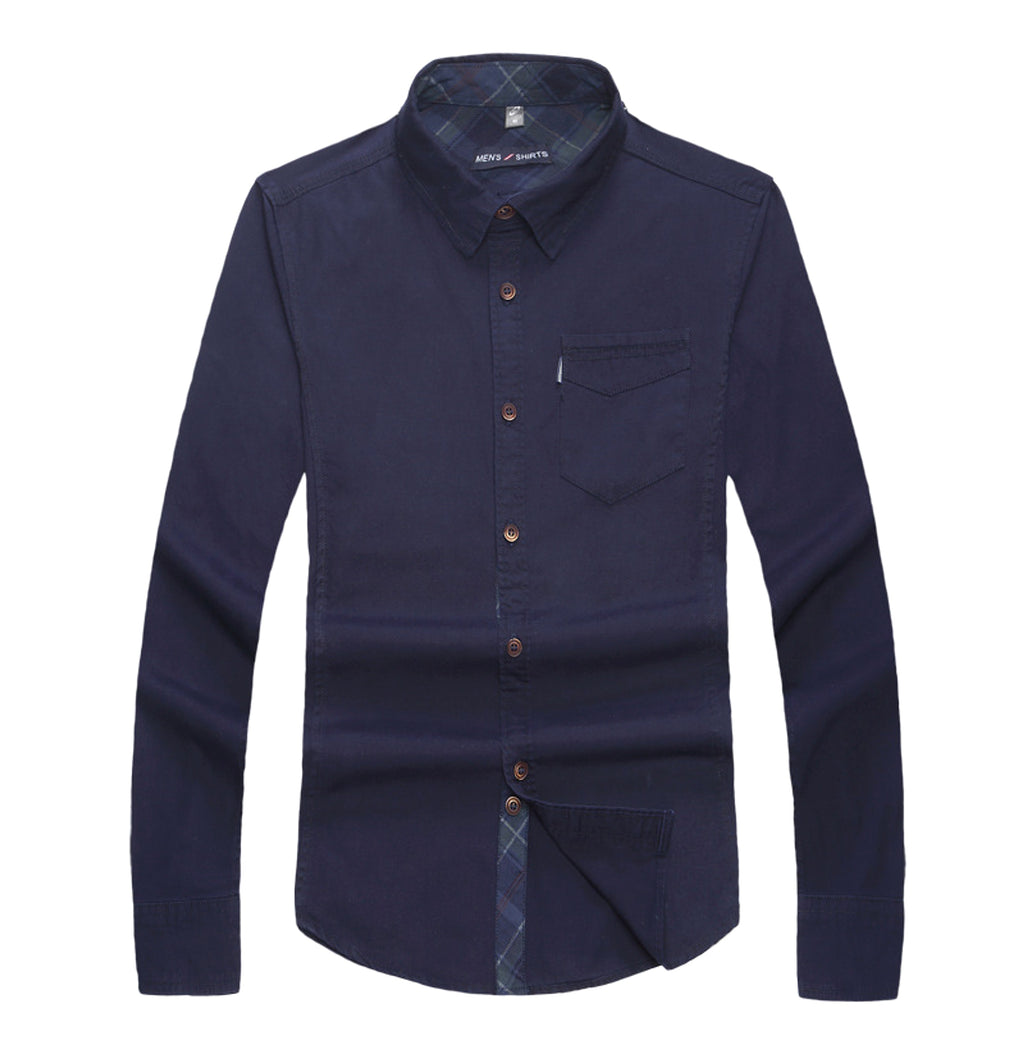 Solid Color Men's Military Dress Shirt Style Slim Fit - enhanced image 6