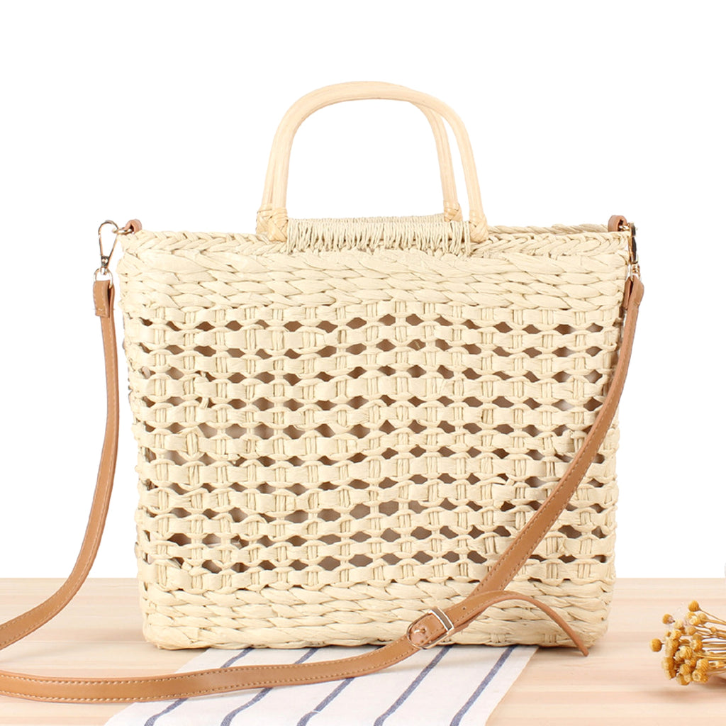 SolunaWeave™ – Hollow Breeze Straw Tote - enhanced image 6