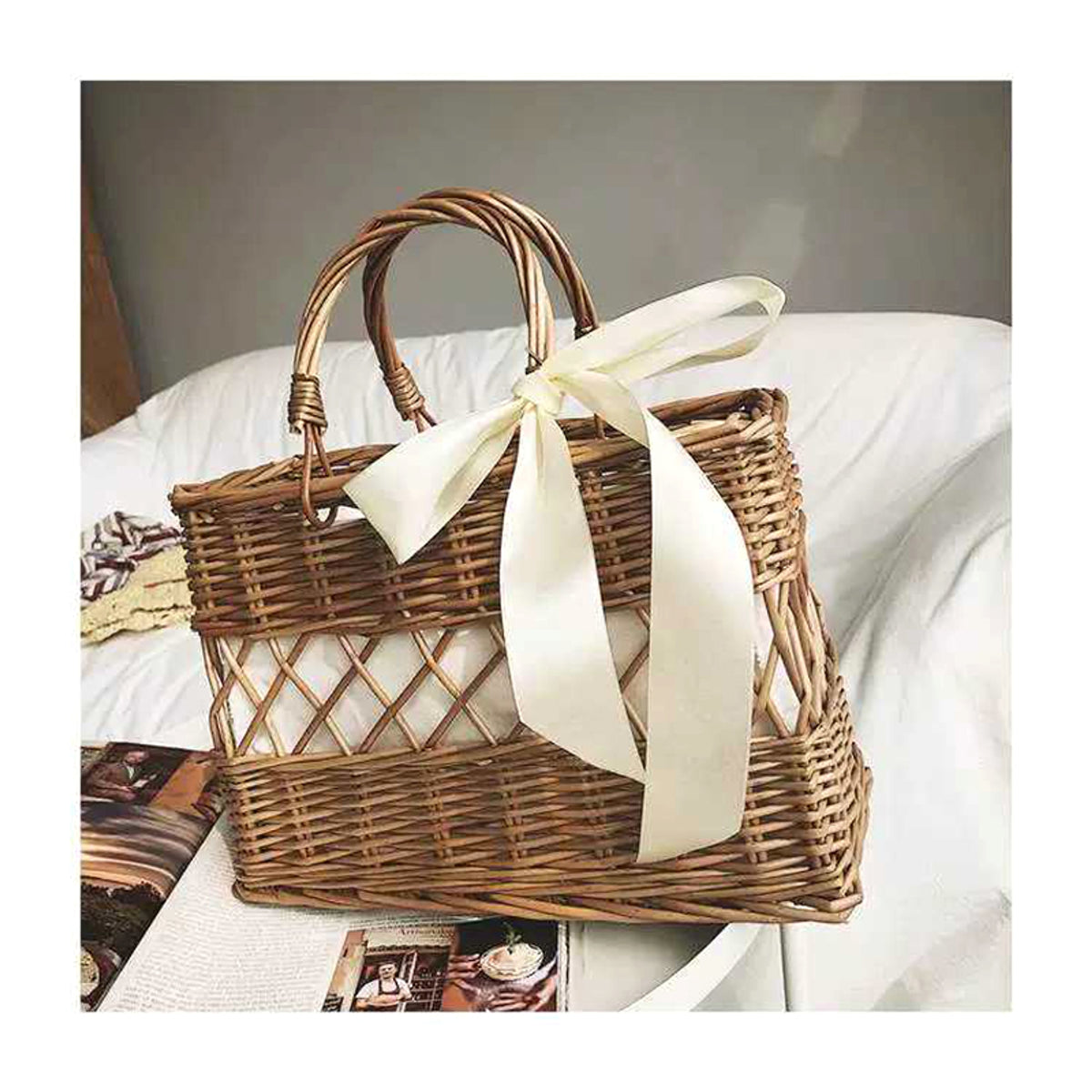 SolunaWeave™ – HollowBlossom Rattan Tote - enhanced image 6