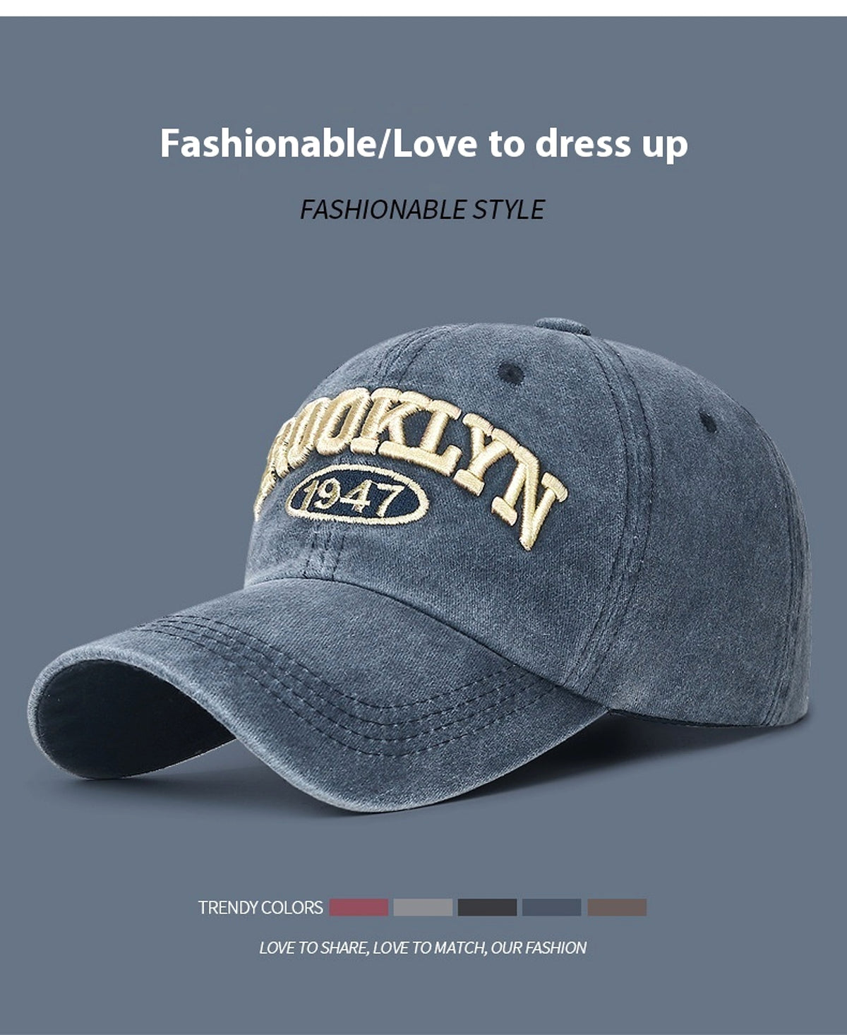 Spring And Summer Sun Protection Men's Retro Washed Letters Embroidered Peaked Cap - enhanced image 6