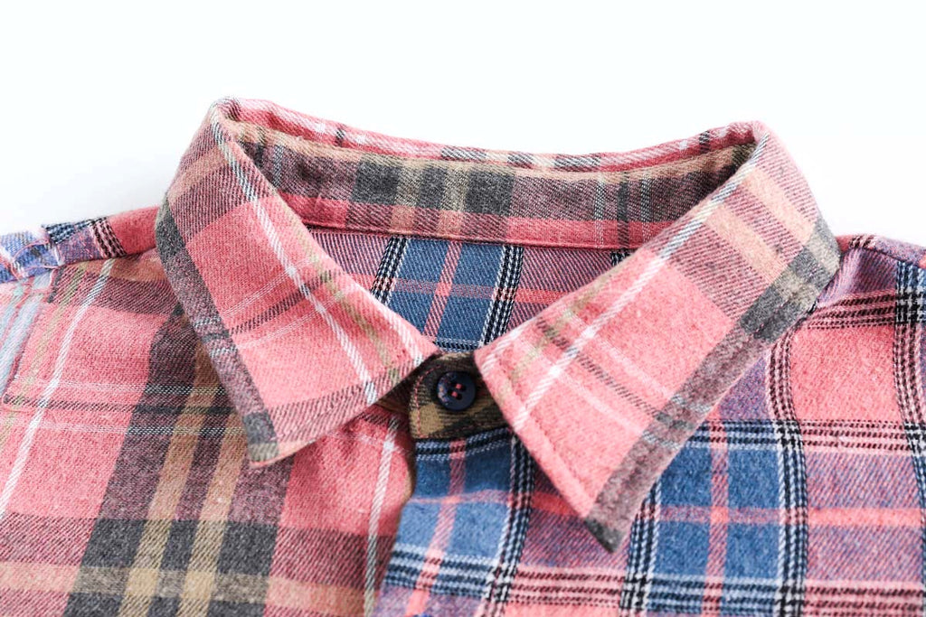 Spring Japanese Style Trend Plaid Stitching DressShirt Women - enhanced image 6