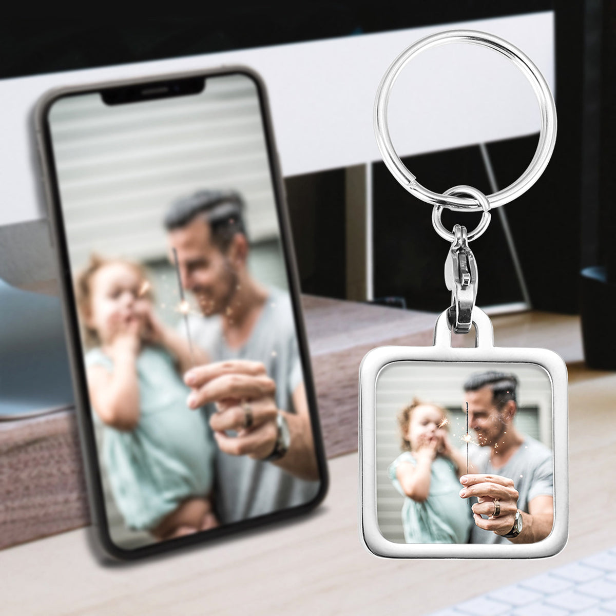 Personalized Stainless Steel Photo Keychain – Custom Gift for Loved Ones - enhanced image 6