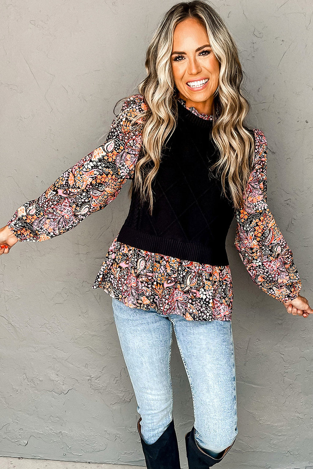 Sweater Women Loose Contrast Color Long Sleeves - enhanced image 6