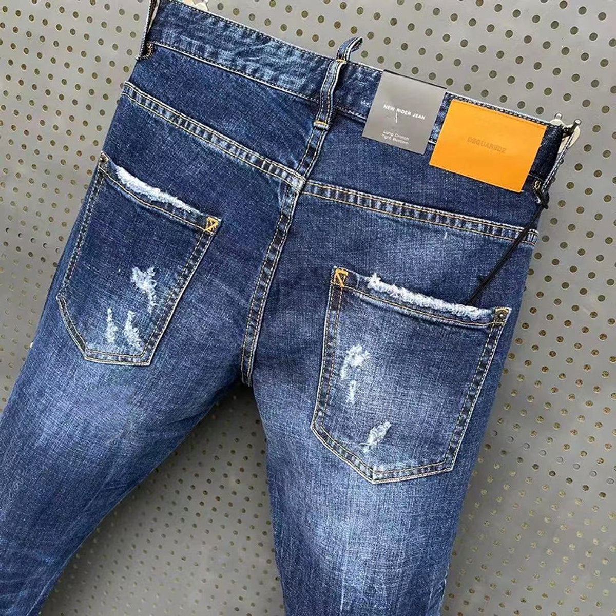 A1. Tatting Splash Paint Men's Slim-fit Patch Stretch DSQ Jeans - enhanced image 6