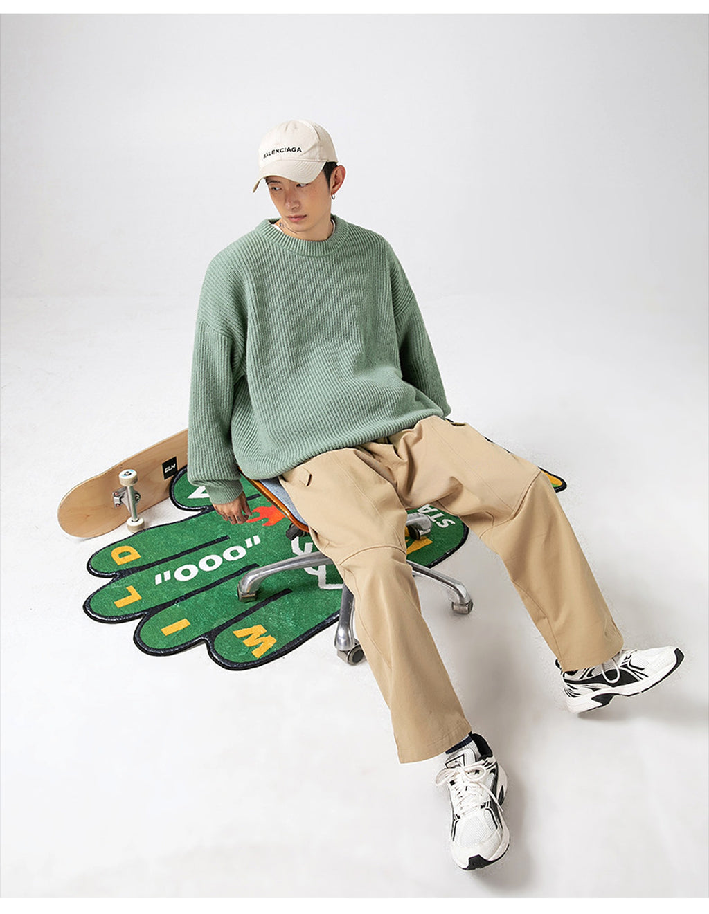 Thick Needle Sunken Stripe Texture Sweater Men's Autumn And Winter Solid Color Coat - enhanced image 6